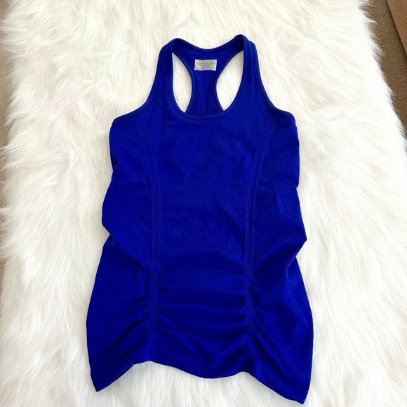 Athleta Fastest Track Seamless Ruched Racerback Tank Royal Purple Gym XS #643266 - Picture 1 of 6